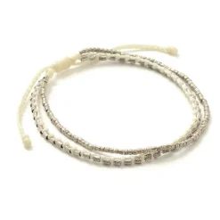 PHADUA / Double-Strand Anklet with Silver Wax Cord