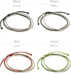 PHADUA / Double-Strand Anklet with Silver Wax Cord