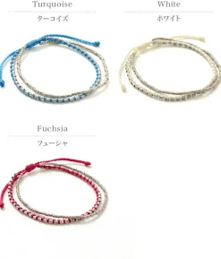 PHADUA / Double-Strand Anklet with Silver Wax Cord