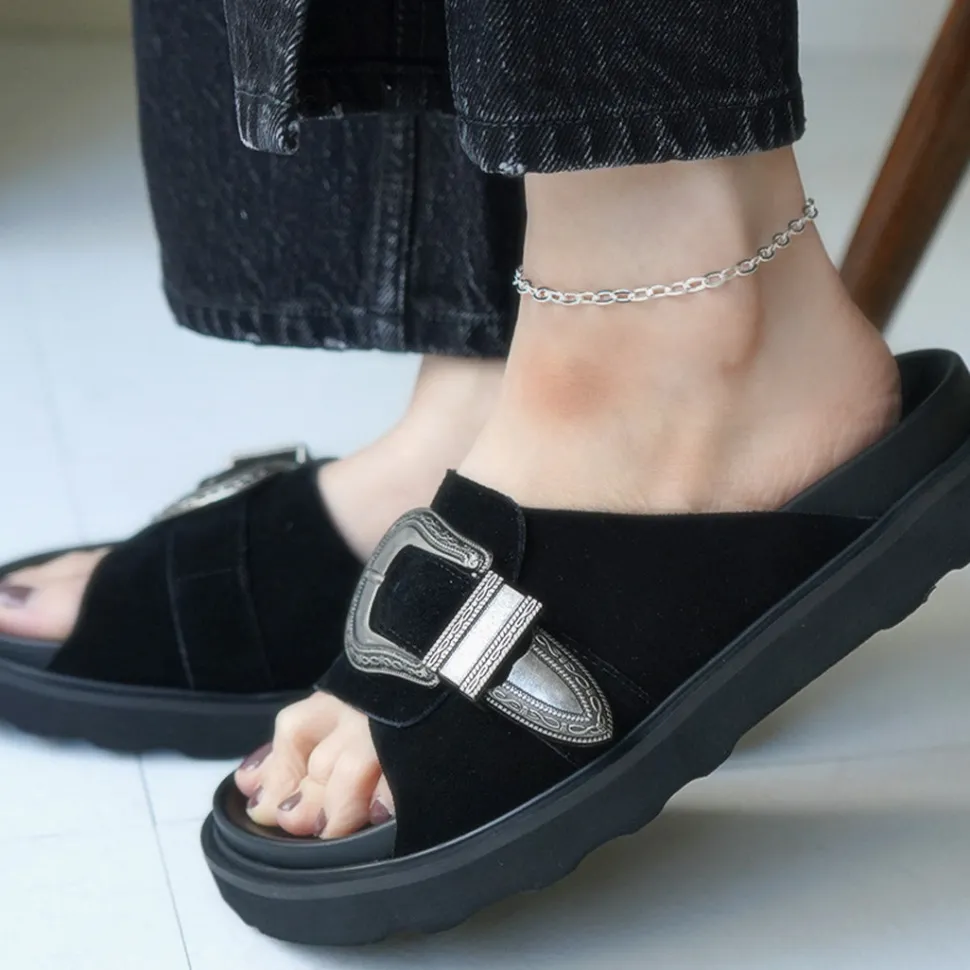 PHADUA / Flat cable chain anklet silver 925