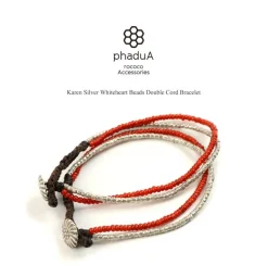 PHADUA / Karen Silver Beads White Heart Double Cord Bracelet