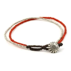 PHADUA / Karen Silver Beads White Heart Double Cord Anklet