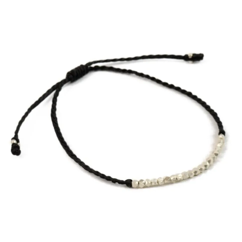 PHADUA / Karen Silver Bead Wax Cord Anklet