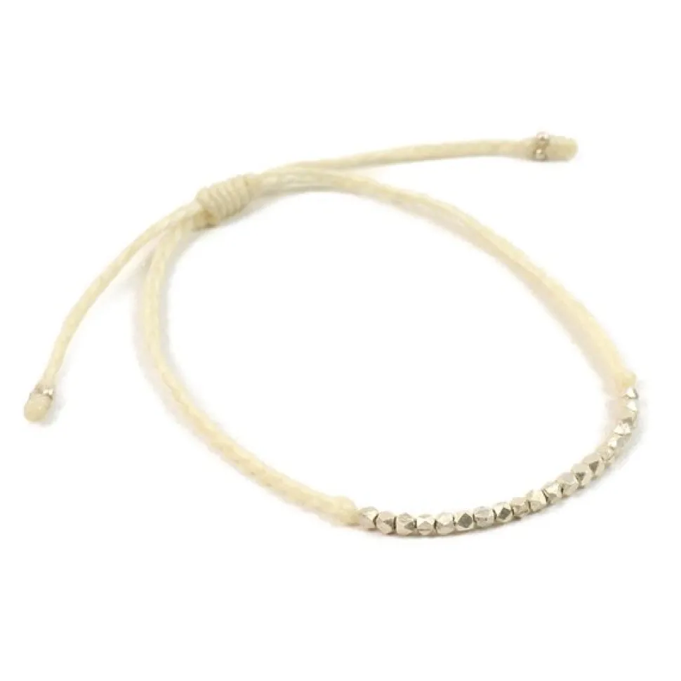 PHADUA / Karen Silver Bead Wax Cord Anklet