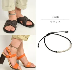 PHADUA / Karen Silver Bead Wax Cord Anklet