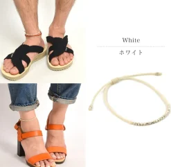 PHADUA / Karen Silver Bead Wax Cord Anklet