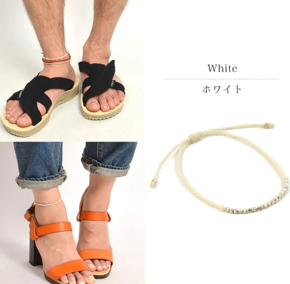 PHADUA / Karen Silver Bead Wax Cord Anklet