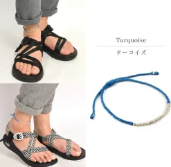 PHADUA / Karen Silver Bead Wax Cord Anklet