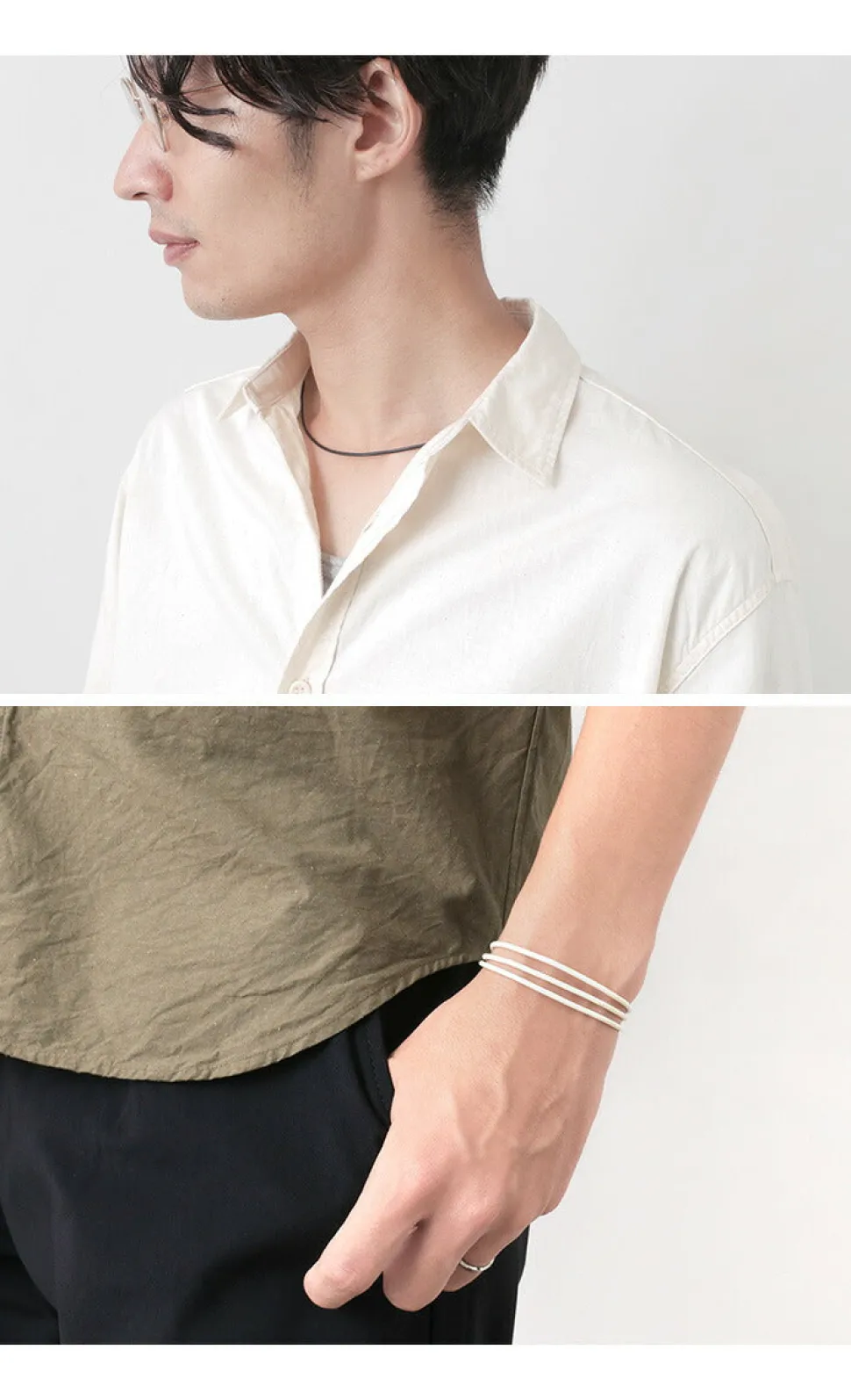 PHADUA / Leather choker necklace in Karen silver.