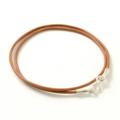 PHADUA / Leather choker necklace in Karen silver.