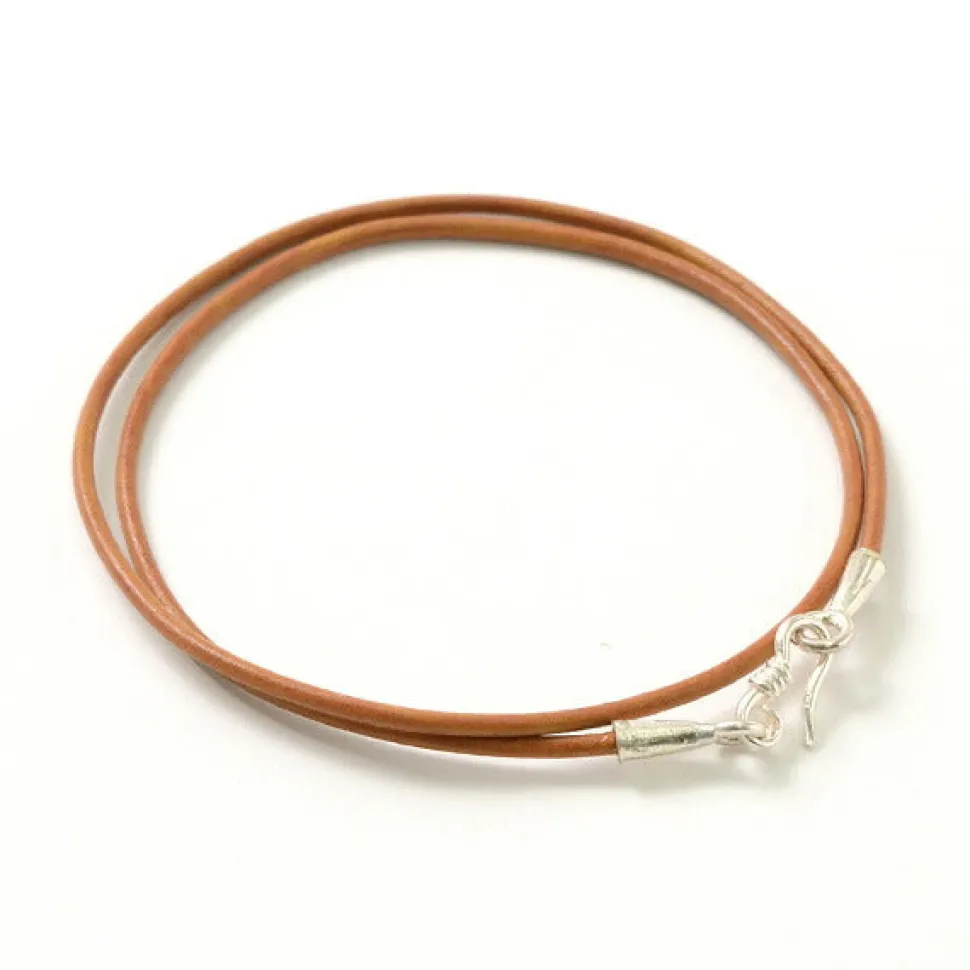 PHADUA / Leather choker necklace in Karen silver.