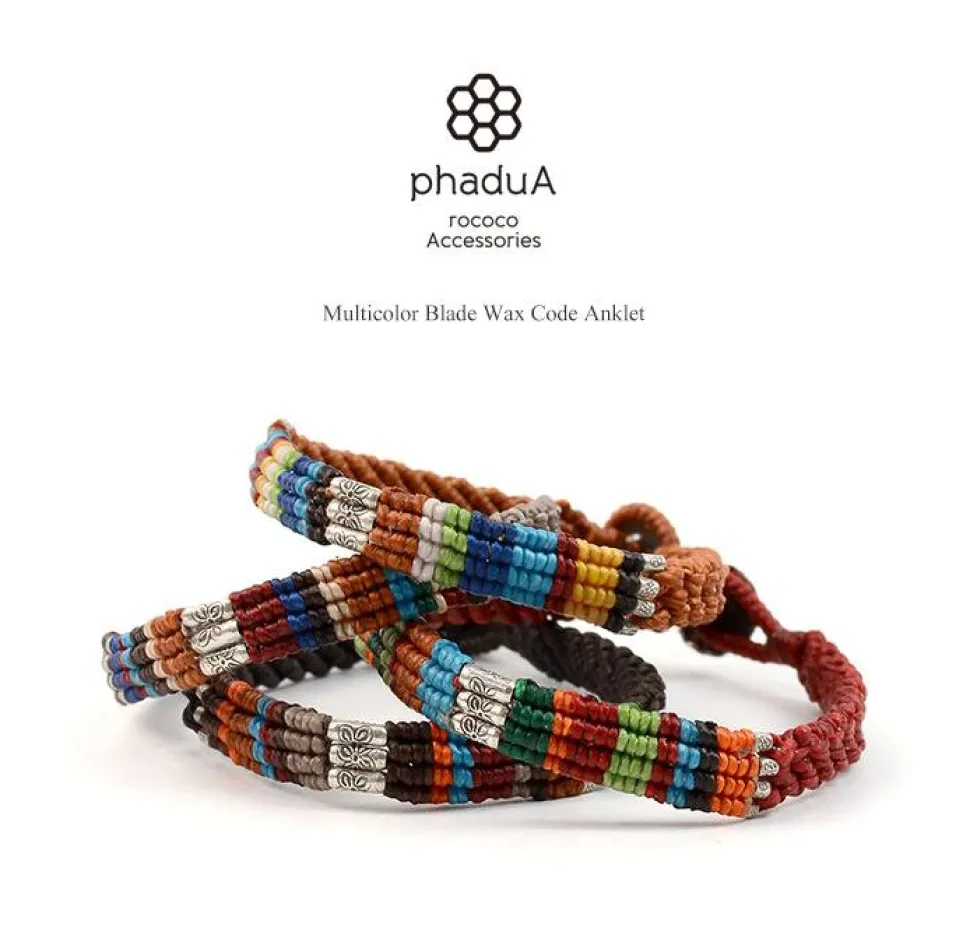 PHADUA / Multi Colored Braid Wax Cord Anklet