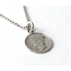 PHADUA / Old coin pendant top US 1 dime