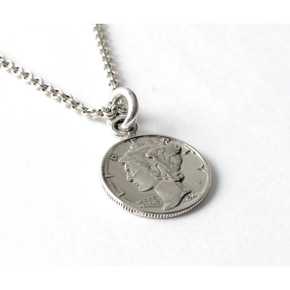 PHADUA / Old coin pendant top US 1 dime