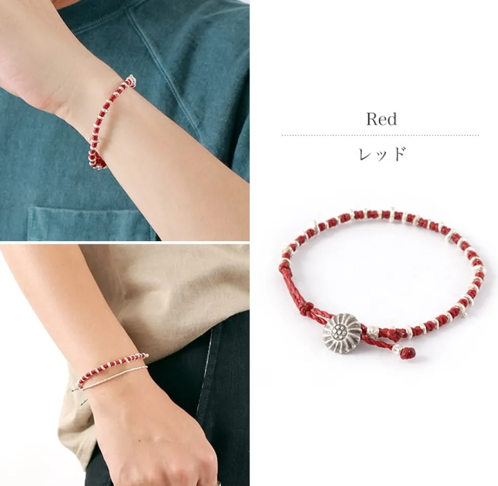 PHADUA / Pure drop silver waxed cord bracelet