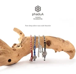 PHADUA / Pure drop silver waxed cord bracelet