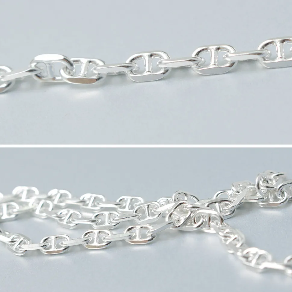 PHADUA / Semi solid anchor chain anklet 925 silver