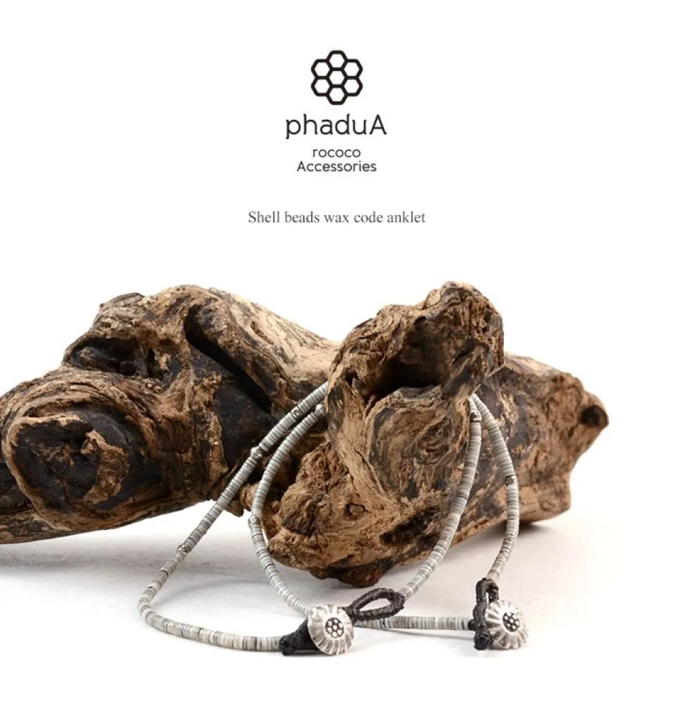 PHADUA / Shell Beads / Wax Cord Anklet