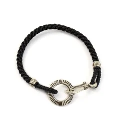 PHADUA / Silver Handmade Ring Braid Wax Cord Bracelet