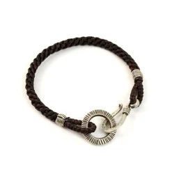 PHADUA / Silver Handmade Ring Braid Wax Cord Bracelet