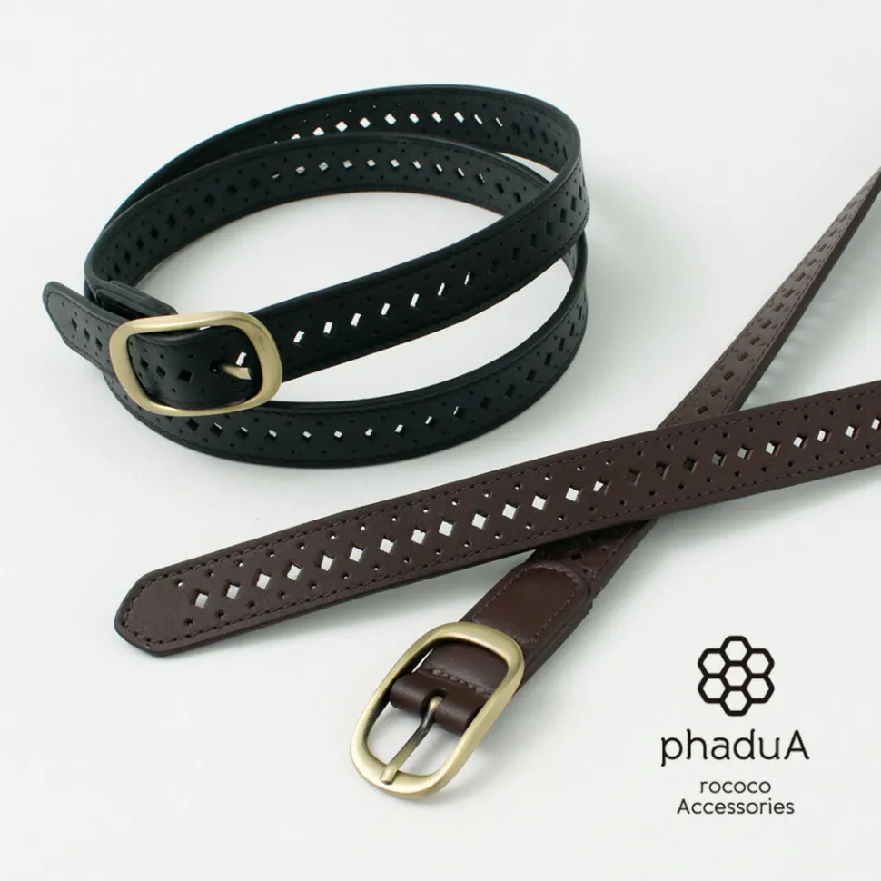 PHADUA / Sizeless Perforated Leather Belt