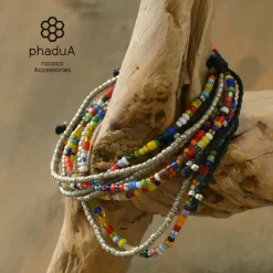 PHADUA / 2-strand waxed cord African bead anklet