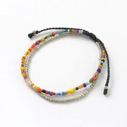 PHADUA / 2-strand waxed cord African bead anklet