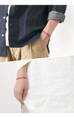 PHADUA / Two strands waxed cord bracelet (white heart/silver)