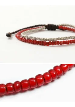 PHADUA / Two strands waxed cord bracelet (white heart/silver)