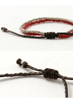 PHADUA / Two strands waxed cord bracelet (white heart/silver)