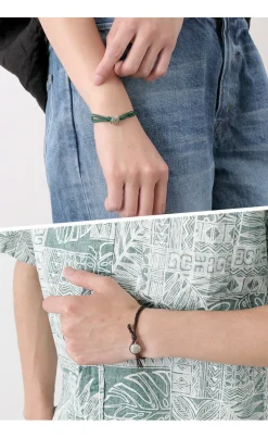 PHADUA / Wax Cord Concho Bracelet Fishbone Braid