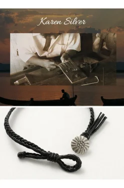 PHADUA / Wax Cord Concho Bracelet Fishbone Braid