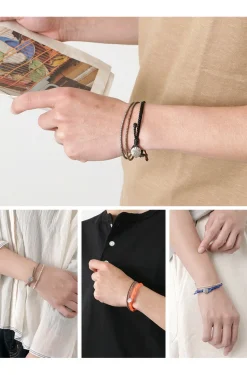 PHADUA / Wax Cord Concho Bracelet Fishbone Braid