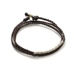 PHADUA / Wax Cord Karen Silver Tube Anklet / Bracelet / Necklace