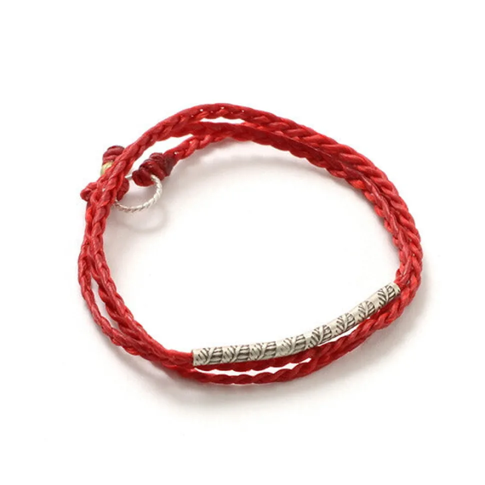 PHADUA / Wax Cord Karen Silver Tube Anklet / Bracelet / Necklace