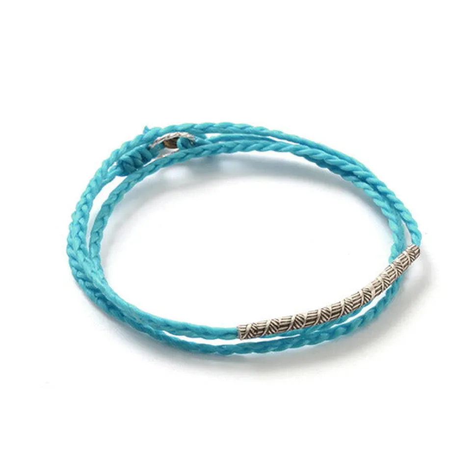 PHADUA / Wax Cord Karen Silver Tube Anklet / Bracelet / Necklace