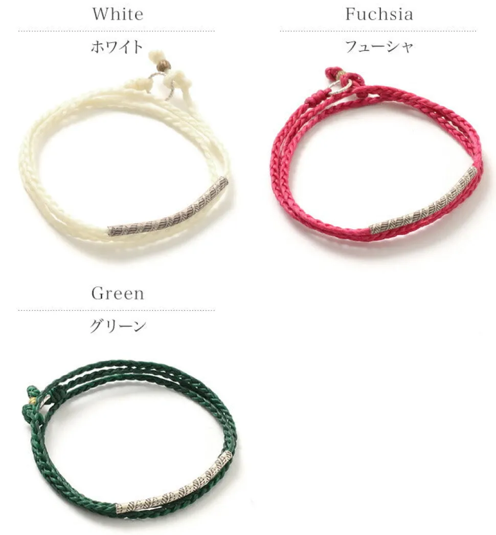 PHADUA / Wax Cord Karen Silver Tube Anklet / Bracelet / Necklace