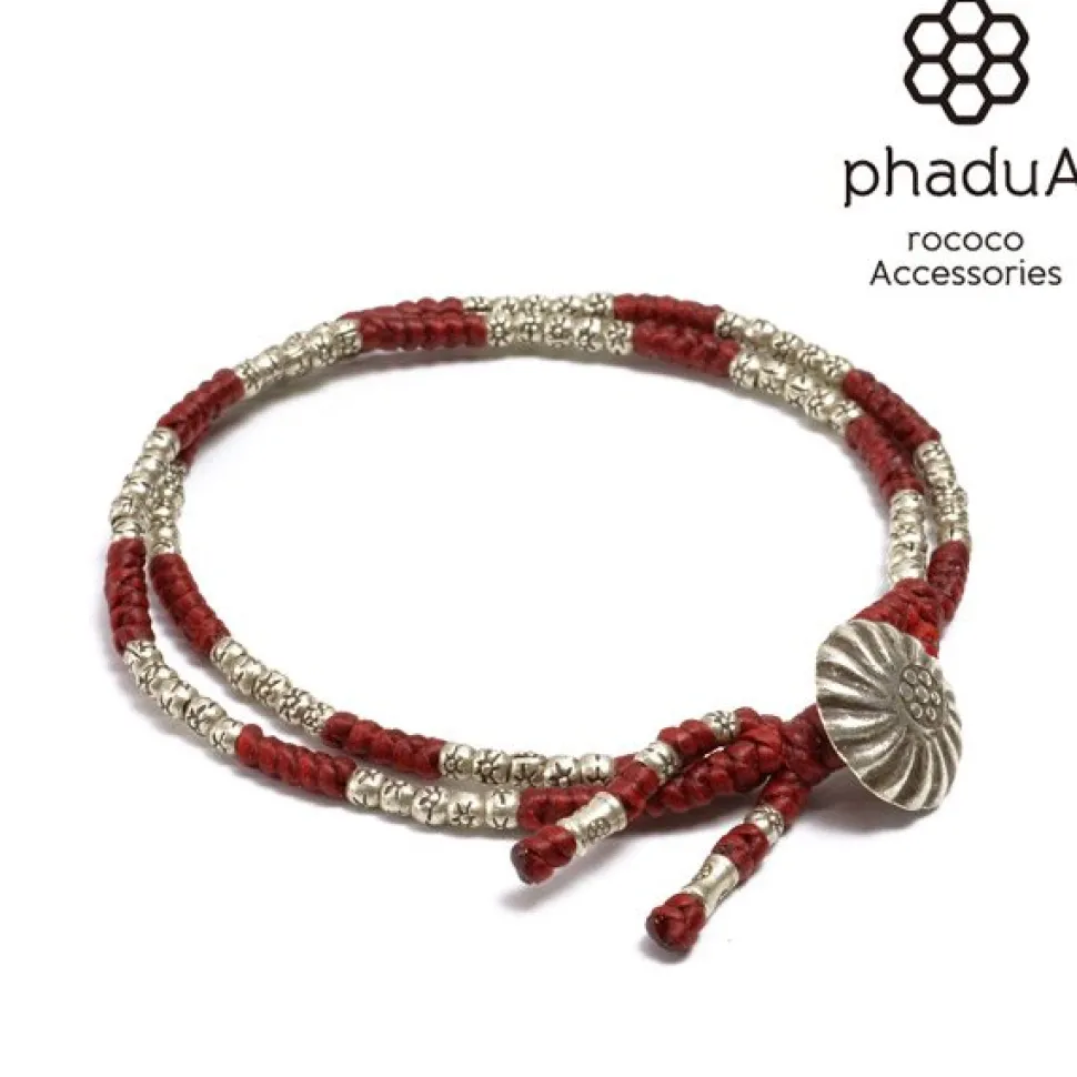 PHADUA / Wax Cord Silver Concho Double-Strand Bracelet
