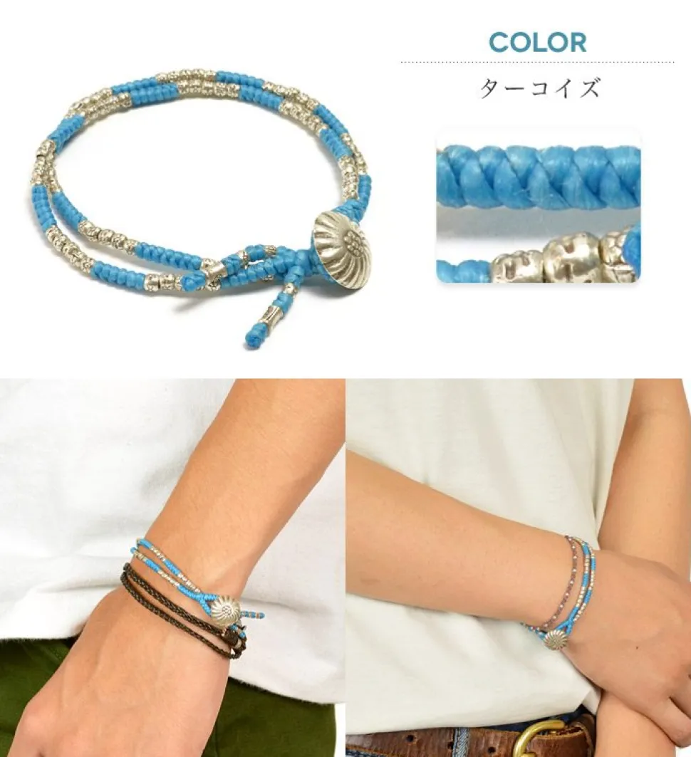 PHADUA / Wax Cord Silver Concho Double-Strand Bracelet