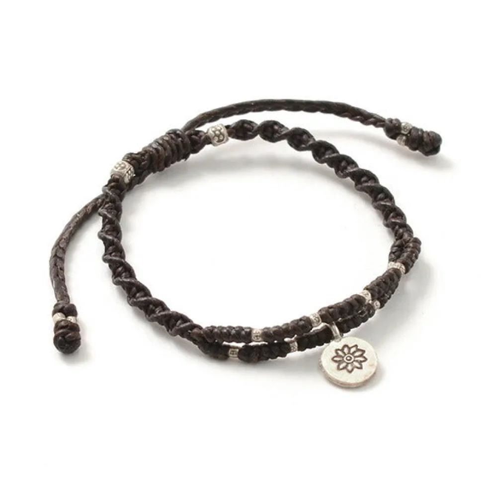 PHADUA / Wax Cord Silver Double-Strand Top Bracelet