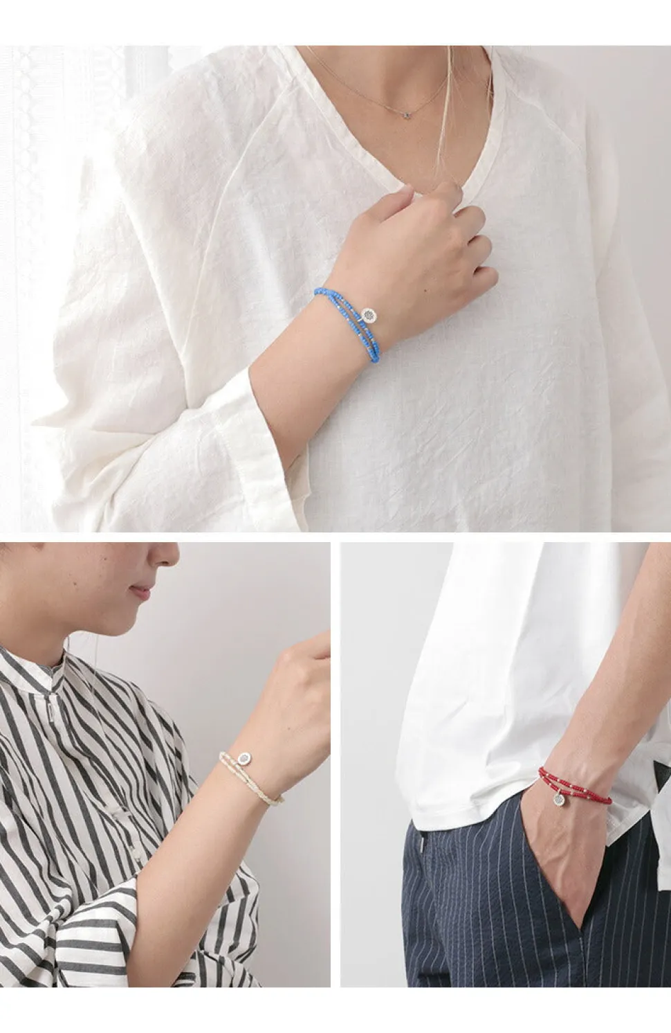 PHADUA / Wax Cord Silver Double-Strand Top Bracelet