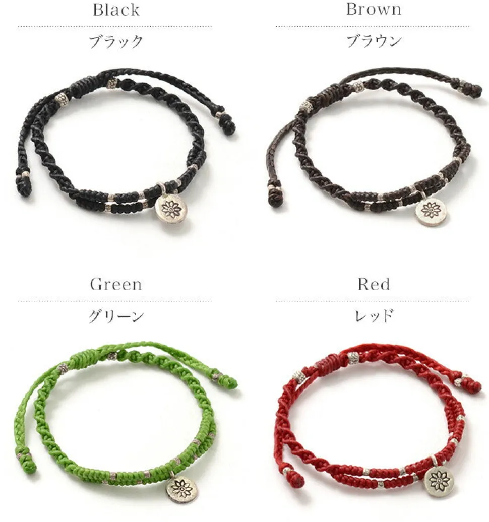 PHADUA / Wax Cord Silver Double-Strand Top Bracelet