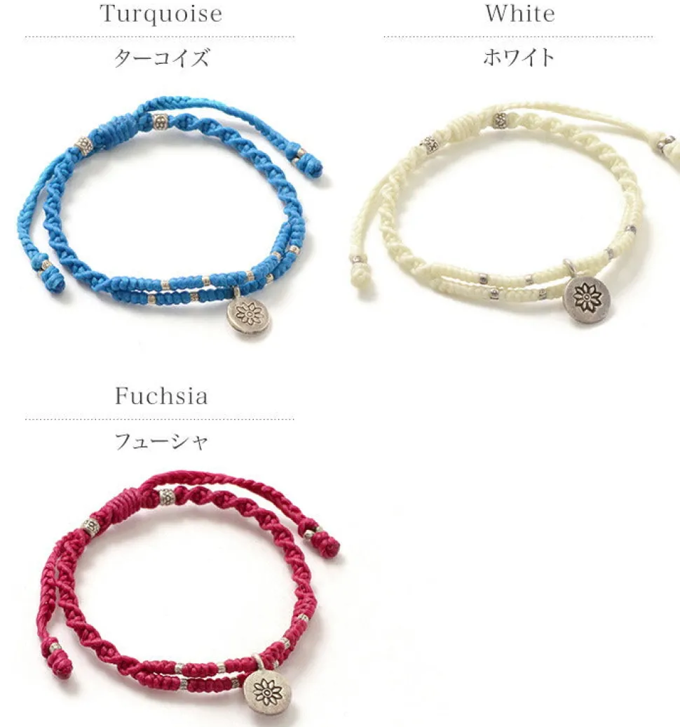 PHADUA / Wax Cord Silver Double-Strand Top Bracelet