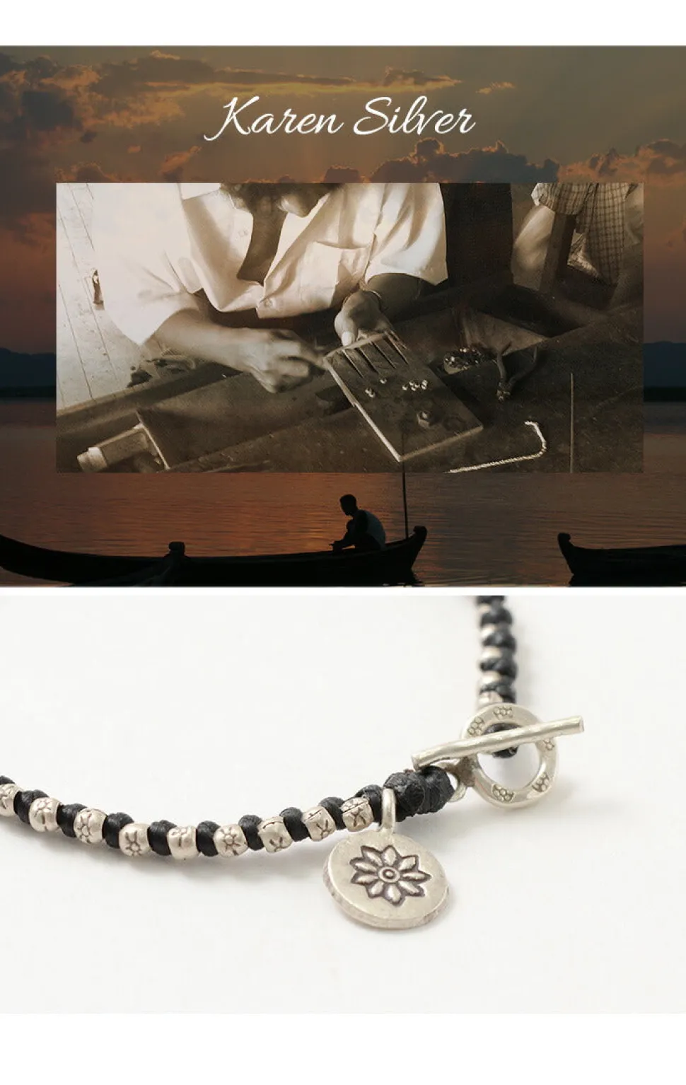 PHADUA / Wax Cord Silver Series Bracelet