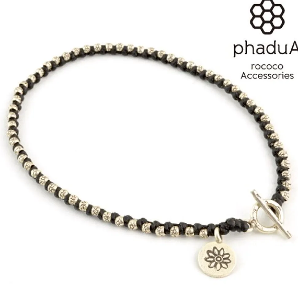 PHADUA / Wax cord silver series anklet