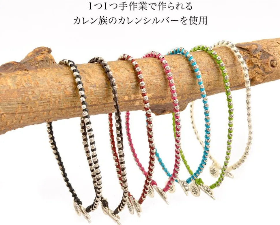 PHADUA / Wax cord silver series anklet