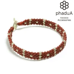 PHADUA / Wax Cord Silver Triple-Strand Bracelet