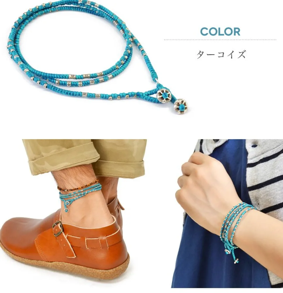 PHADUA / Wax Cord Silver Wrap Bracelet/Anklet