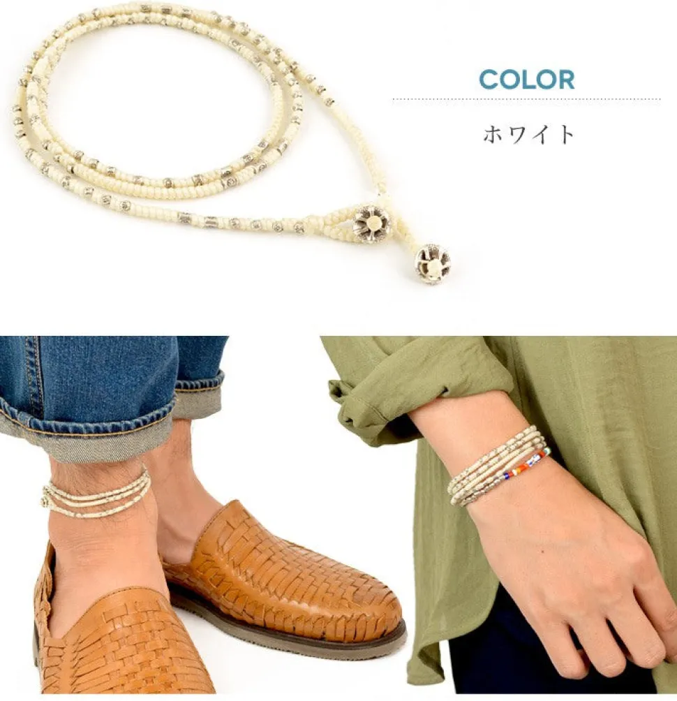 PHADUA / Wax Cord Silver Wrap Bracelet/Anklet