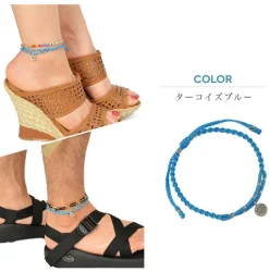 PHADUA / Waxed Cord Anklet with Silver Two-Strand Top